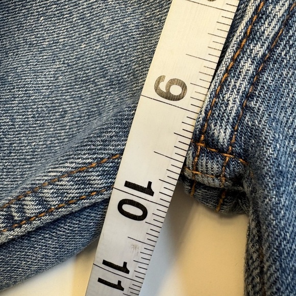 Bershka mid rise straight cropped leg raw hem medium wash denim jeans size 0 - Picture 7 of 10